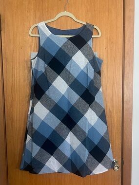 JH Blue Plaid Sleeveless A-Line Dress